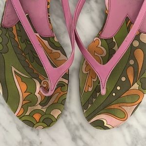 DOLCE & GABBANA pink leather sandals Pucci style psychedelic toe 38